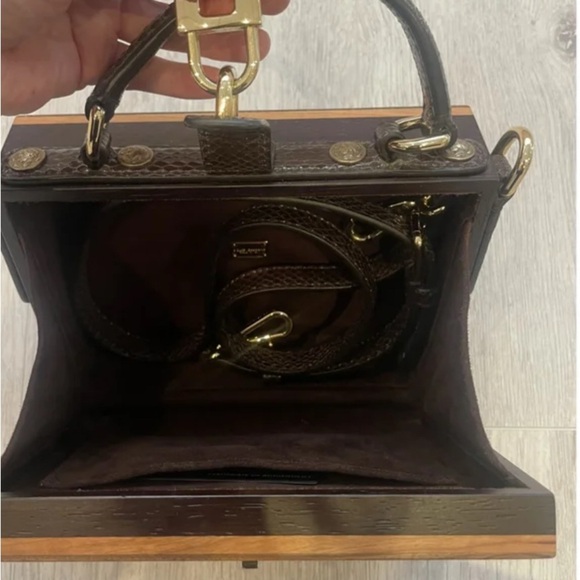 Dolce & Gabbana Brown and Gold Wooden Box Bag - Picture 3 of 4